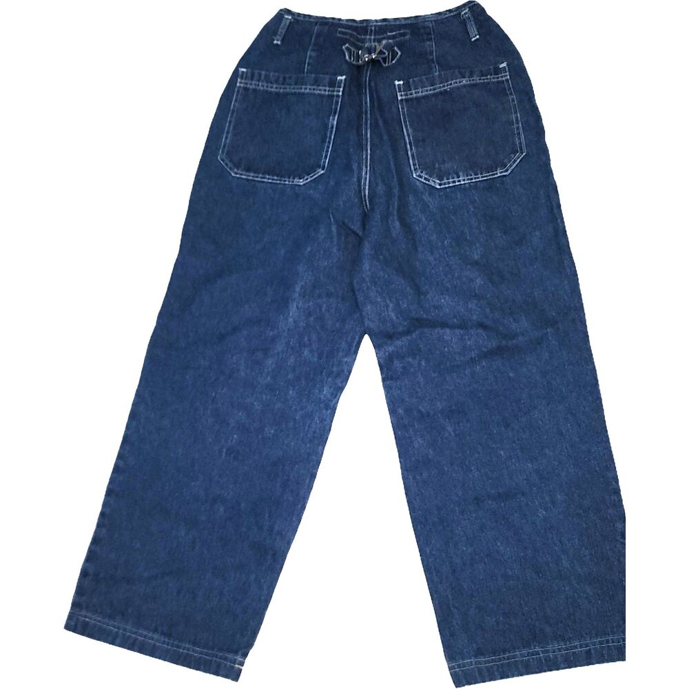 Vintage YOYO Women's Wide Leg Dark Blue Denim Jeans Size 7